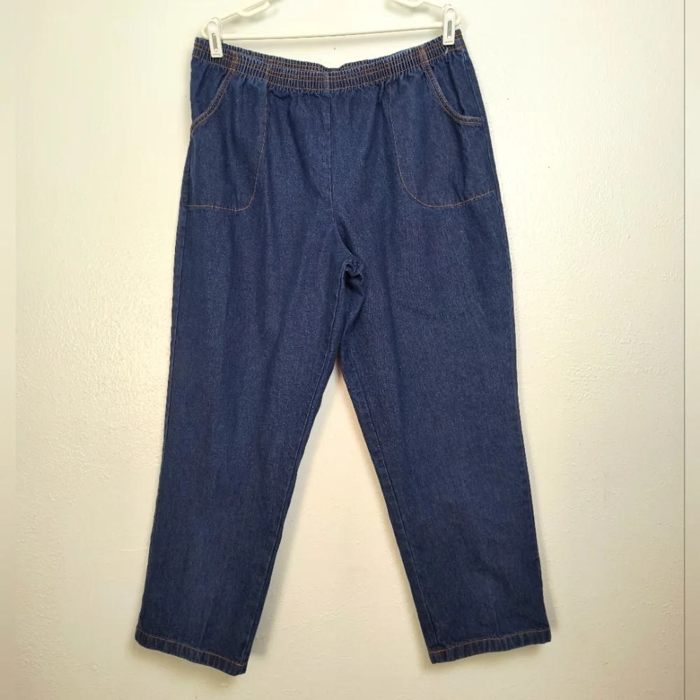 Blair Denim Joggers Pant 20 Petite Tall Pull On Elastic Waist High Rise